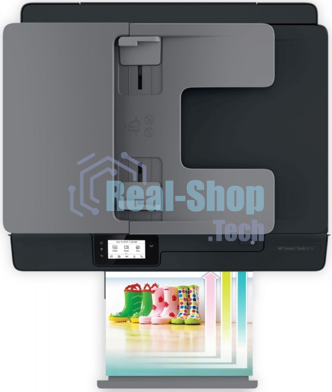 МФУ струйное HP Smart Tank 615 AiO (Y0F71A), A4, цветной, печ. до 22 стр/мин. (ч/б) до 16 стр/мин. (цвет), скан. до 5 стр/мин. (ч/б) 3 стр/мин. (цвет), 1200 x 1200 dpi (ч/б печать, скан.) 1200 x 4800 dpi (печать цвет), USB, Wi-Fi, BlueTooth, Air Print, Mopria