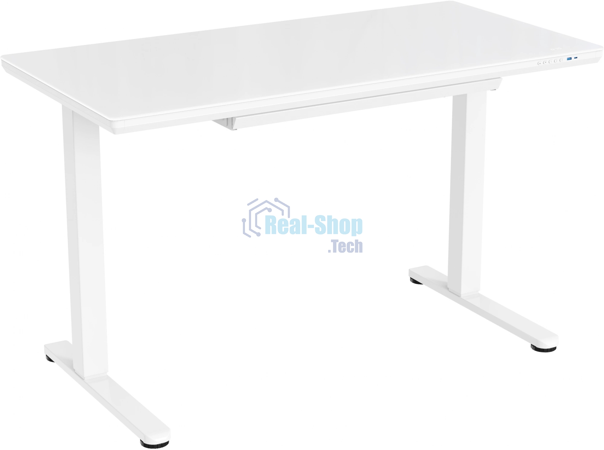 Стол для компьютера Cactus с электроподъемником, столешница стекло белый каркас белый (CS-EGD-WWT)