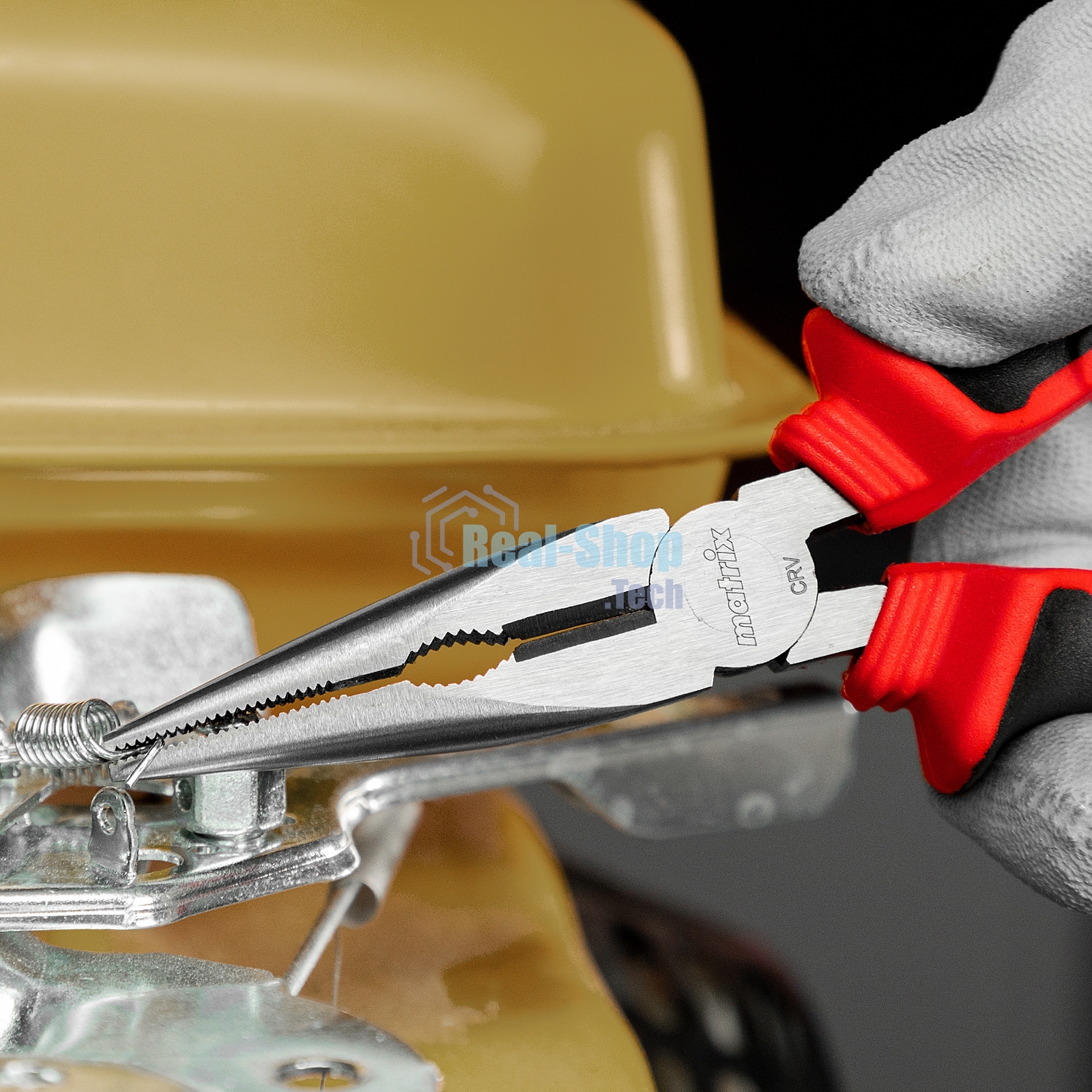 Длинногубцы прямые Matrix, 160 мм, хром-ванадий, двухкомпонентные рукоятки