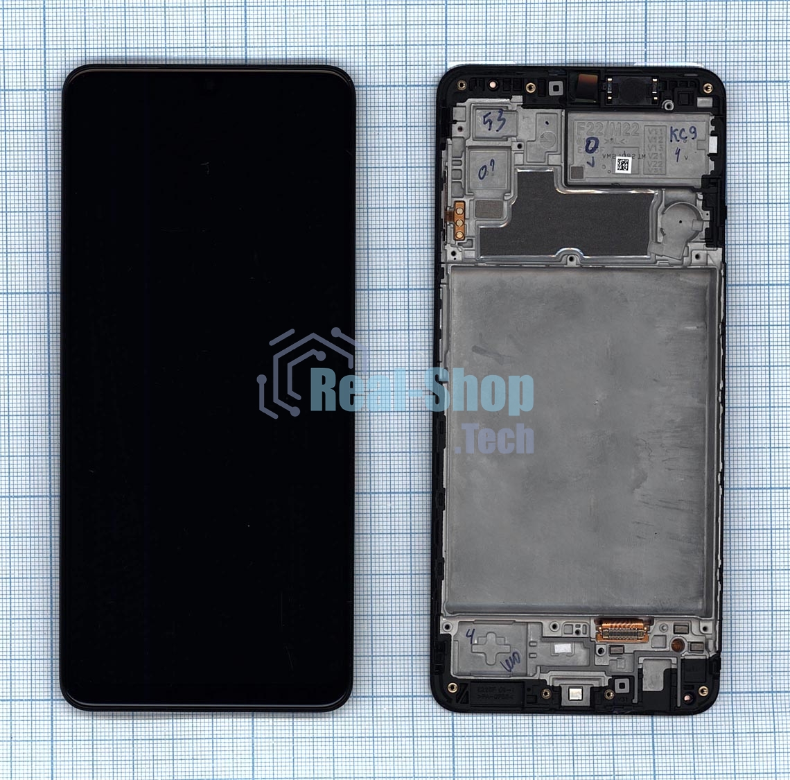 Дисплей для Samsung Galaxy M22 SM-M225F в сборе с тачскрином и рамкой OLED черный