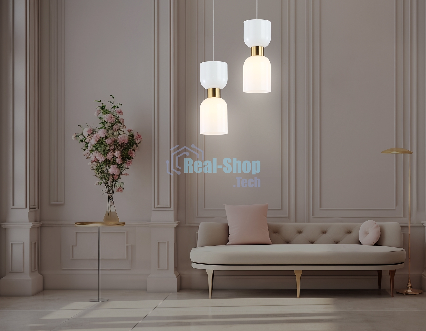 Светильник Ambrella light LH56091 BS/FR латунь/белый матовый E14 max 60W D120*1500