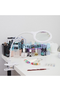 Лупа настольная 3D Rexant с подсветкой 30 LED, подставка+прищепка, белая