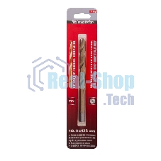 Сверло Matrix по металлу,10 мм, HSS, нитридтитановое покрытие, цилиндрический хвостовик