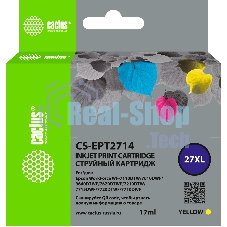 Картридж струйный Cactus CS-EPT2714 27XL желтый (17 мл) для Epson WorkForce WF-3620/3640/7110/7210