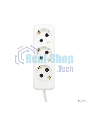 Удлинитель Rexant 3 гнезда, 3 м, 3х1.0 мм², с/з, белый (Сделано в России)