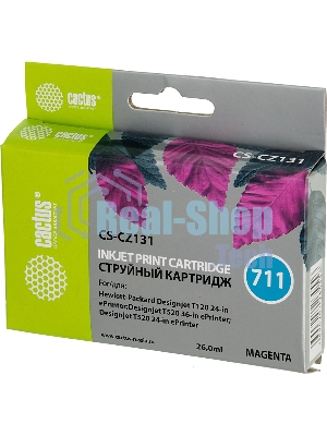 Картридж струйный Cactus CS-CZ131 №711 пурпурный (26 мл) для HP DesignJet T120/T520