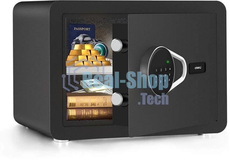 Сейф Deli ET540 350x 250x 250 мм, кодовый электронный/ключевой, черный