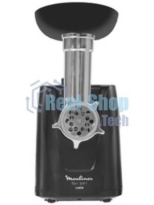 Мясорубка электрическая Moulinex ME112832 черный/серебристый, 1600 Вт, 1.9 кг/мин, реверс, защита от перегрузки, насадки - 5