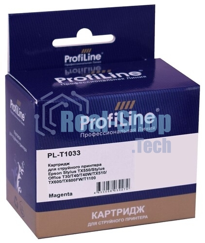 Картридж струйный ProfiLine PL-T1033 для принтеров Epson Stylus TX550/Stylus Office T30/T40/T40W/TX510/TX600/TX600FW/T1100 с чернилами Magenta 11,1 мл