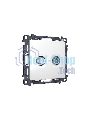Комплект механизма розетки TV оконечной + SAT 5-862MHz 3.5dB/950-2150MHz 3.5dB ALFA Белый матовый QUANT (AP1333, VM217) MA133310