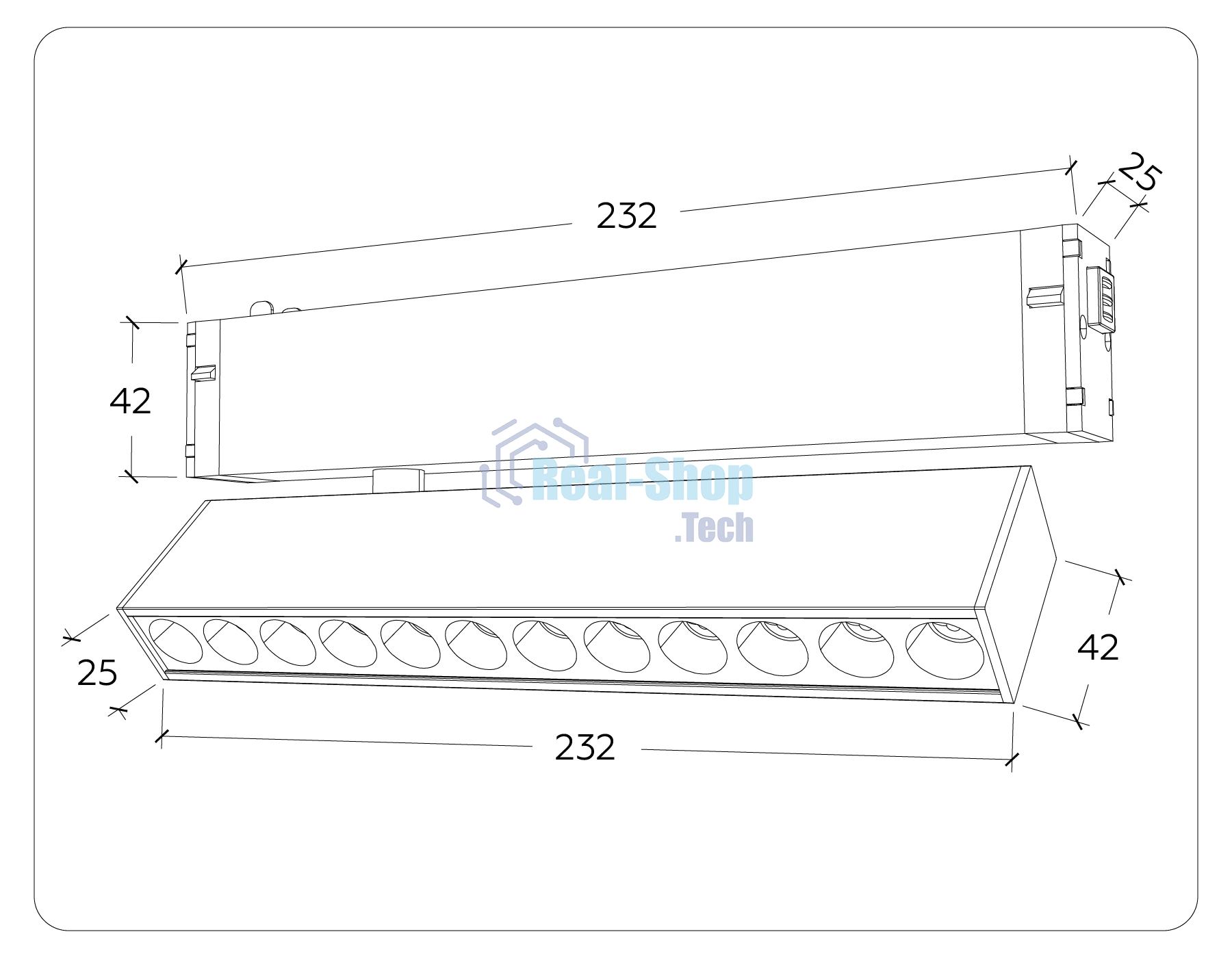Управляемый светодиодный светильник для шинопровода Magnetic Ambrella light GL1341 WH белый IP20 12W 3000K-6400K 220V 24° 232*25*112 (Без ПДУ)