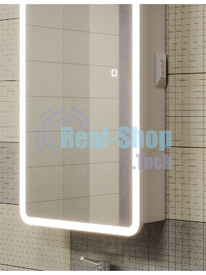 Зеркальный шкаф Bau Stil 40х80, LED подсветка, сенсор, плавное закрывание, оборачиваемый