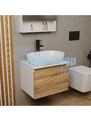 Комплект для ванной, 3 предмета (Тумба подвесная Bau Blackwood 60 + Раковина BAU 59х40, Смеситель высокий Hotel Black, черный)