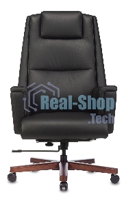 Кресло руководителя Бюрократ DUKE черный, кожа, крестовина металл/дерево