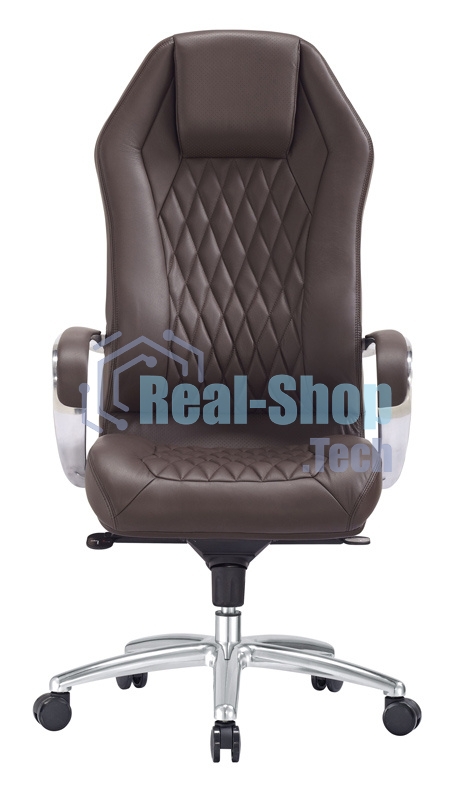 Кресло руководителя Бюрократ AURA/BROWN коричневый, кожа, крестовина алюминий