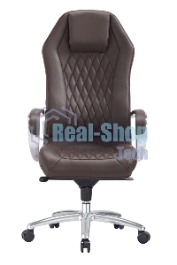 Кресло руководителя Бюрократ AURA/BROWN коричневый, кожа, крестовина алюминий