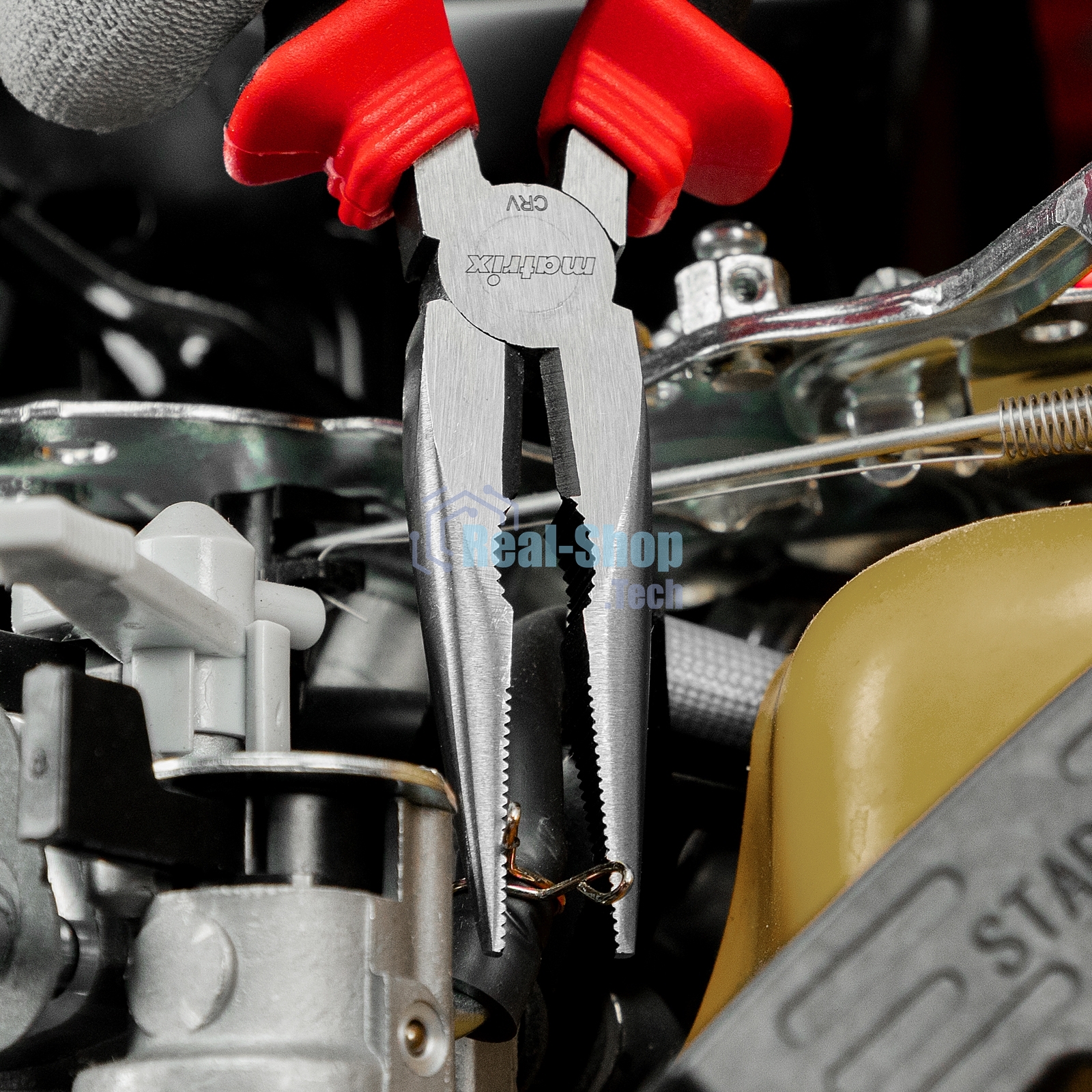 Длинногубцы прямые Matrix, 160 мм, хром-ванадий, двухкомпонентные рукоятки