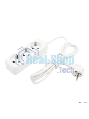 Удлинитель Rexant 3 гнезда, 3 м, 3х1.0 мм², с/з, белый (Сделано в России)