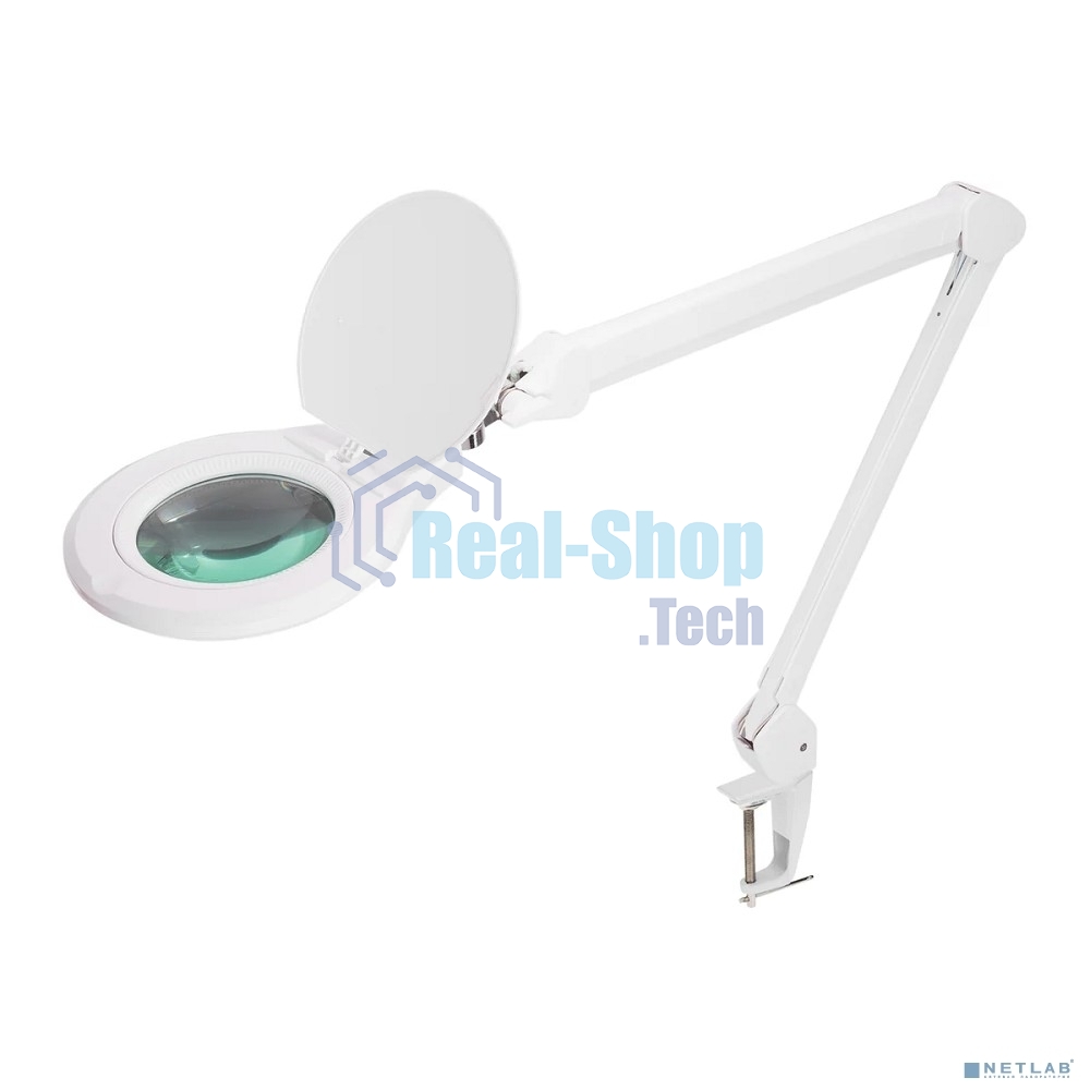 Лупа на струбцине Rexant, круглая, 5D, с подсветкой 72 SMD, сенсорный регулятор яркости, белая