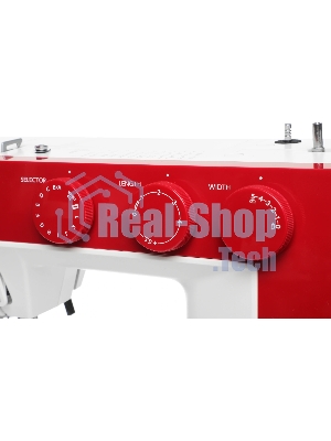 Швейная машина Janome 1522RD белый/красный, электромеханическая, вертикальный качающийся, 25 операций, петля автомат
