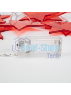 Гирлянда светодиодная Neon-night Звездопад красная 10 LED, 2,25 м, прозрачный ПВХ, теплый белый свет свечения, 2 х АА (батарейки не в комплекте)