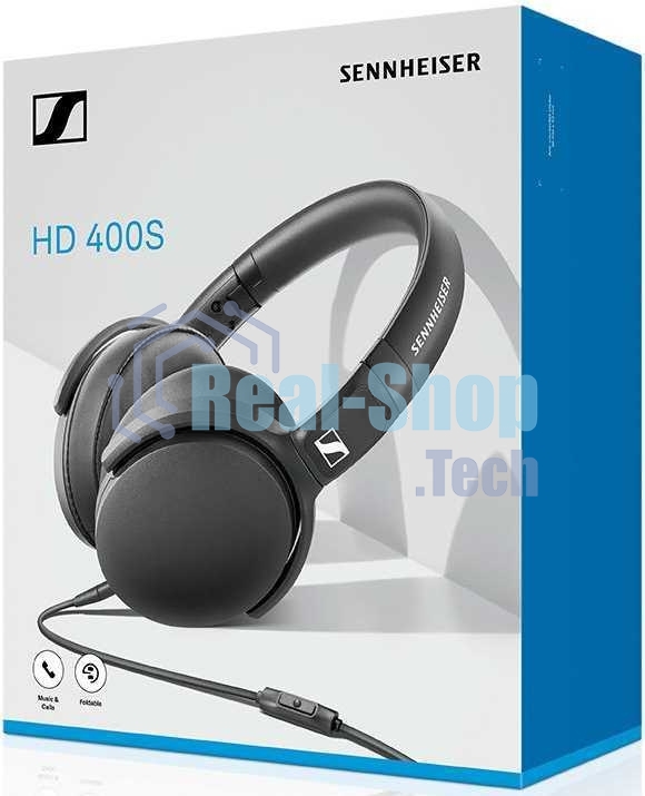 Наушники Sennheiser HD 400S накладные складные закрытые 18-20000Гц съемный кабель 1,4м, угловой jack 3.5мм, 120дБ, микрофон, черные, 508598