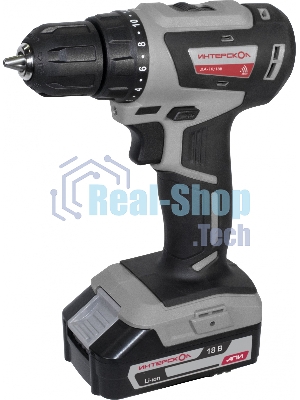Дрель-шуруповерт аккумуляторная ИНТЕРСКОЛ ДА-10/18В, Аккумуляторная, 18В, 2 АКБ, Кейс