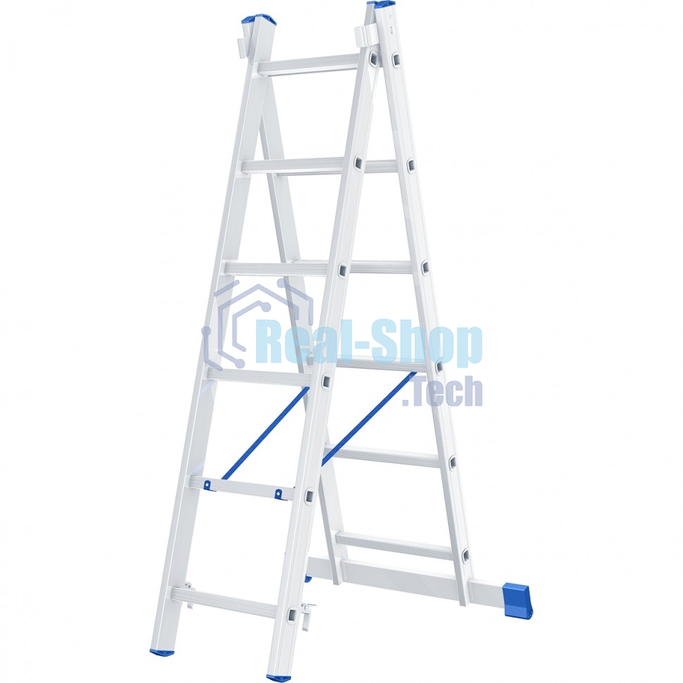 Лестница Сибртех, 2 х 6 ступеней, алюминиевая, двухсекционная