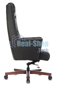 Кресло руководителя Бюрократ DUKE черный, кожа, крестовина металл/дерево