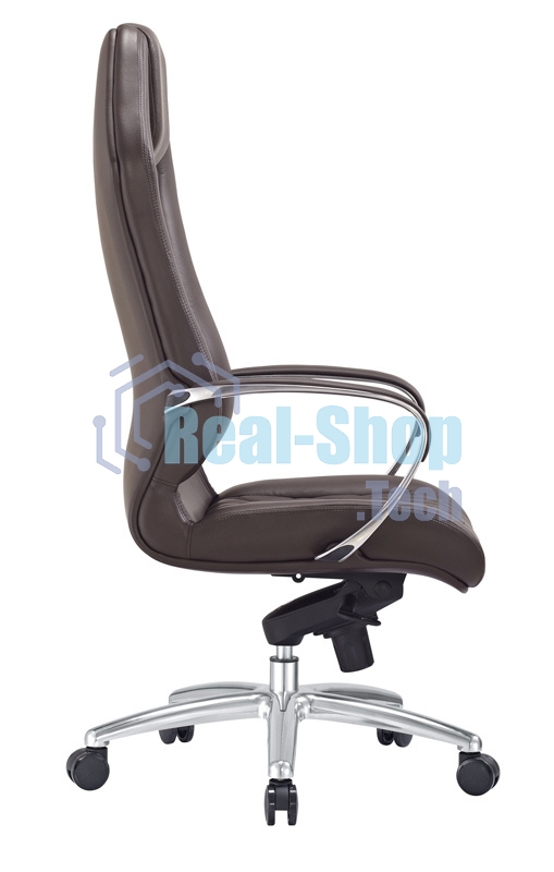 Кресло руководителя Бюрократ AURA/BROWN коричневый, кожа, крестовина алюминий