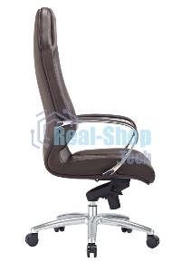 Кресло руководителя Бюрократ AURA/BROWN коричневый, кожа, крестовина алюминий