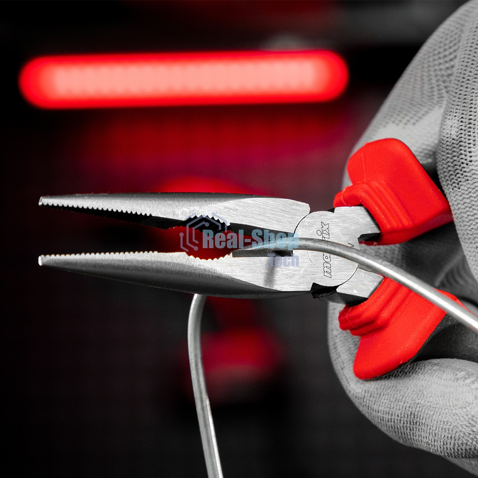 Длинногубцы прямые Matrix, 160 мм, хром-ванадий, двухкомпонентные рукоятки