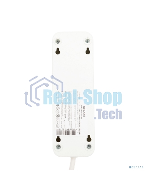 Удлинитель Rexant 3 гнезда, 3 м, 3х1.0 мм², с/з, белый (Сделано в России)