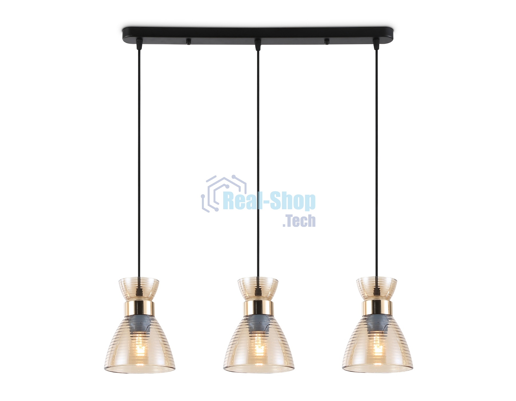 Светильник Ambrella light TR3404/3 BK/FGD/TI черный/золото/янтарь E27/3 max 60W 550*135*1000