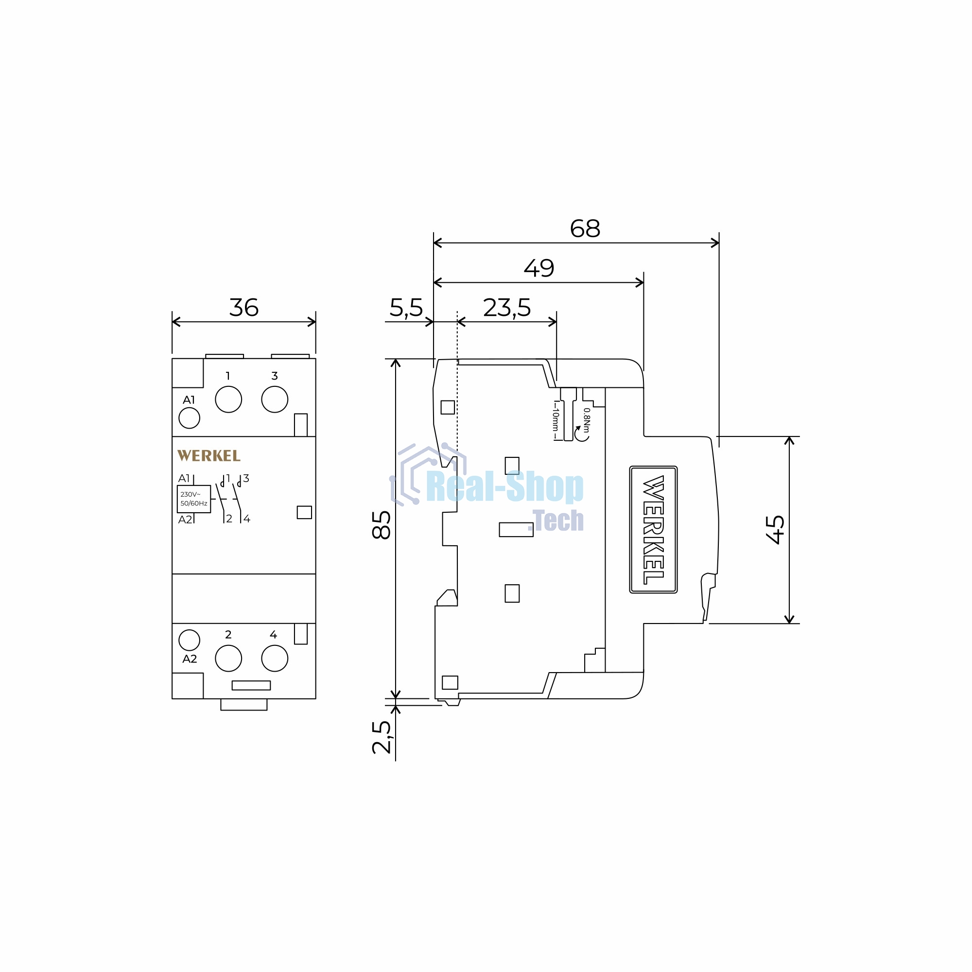 Контактор модульный Werkel 40 A 2NO (2 мод.) W942M40O