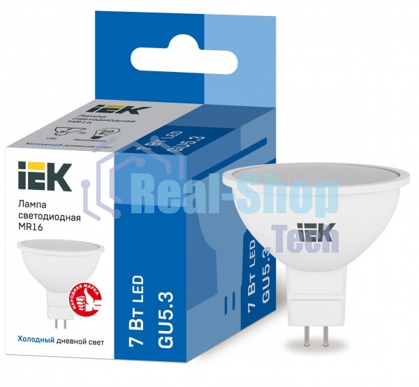 Лампа светодиодная IEK LLE-MR16-7-230-65-GU5 ECO MR16 софит 7Вт 230В 6500К GU5.3