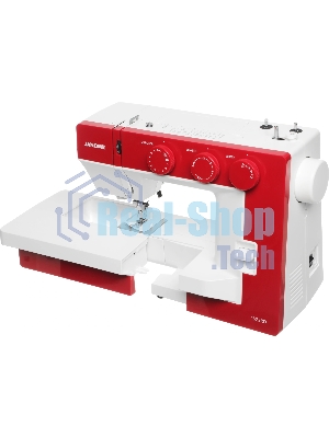 Швейная машина Janome 1522RD белый/красный, электромеханическая, вертикальный качающийся, 25 операций, петля автомат