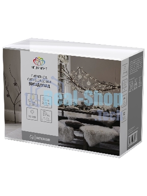 Гирлянда светодиодная Neon-night Звездопад красная 10 LED, 2,25 м, прозрачный ПВХ, теплый белый свет свечения, 2 х АА (батарейки не в комплекте)
