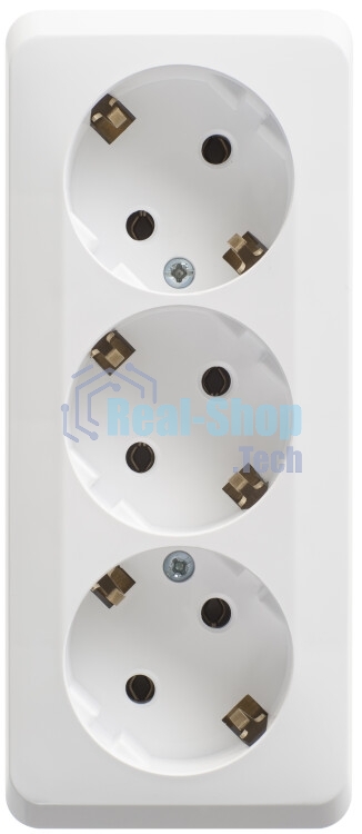 Тройная розетка Schneider Electric ЭТЮД O/У с заземлением без шторок 16А 250B, белый,