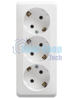 Тройная розетка Schneider Electric ЭТЮД O/У с заземлением без шторок 16А 250B, белый,