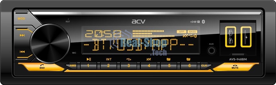 Автомагнитола ACV AVS-948BM, 1 DIN, Bluetooth, USB Type-A, AUX