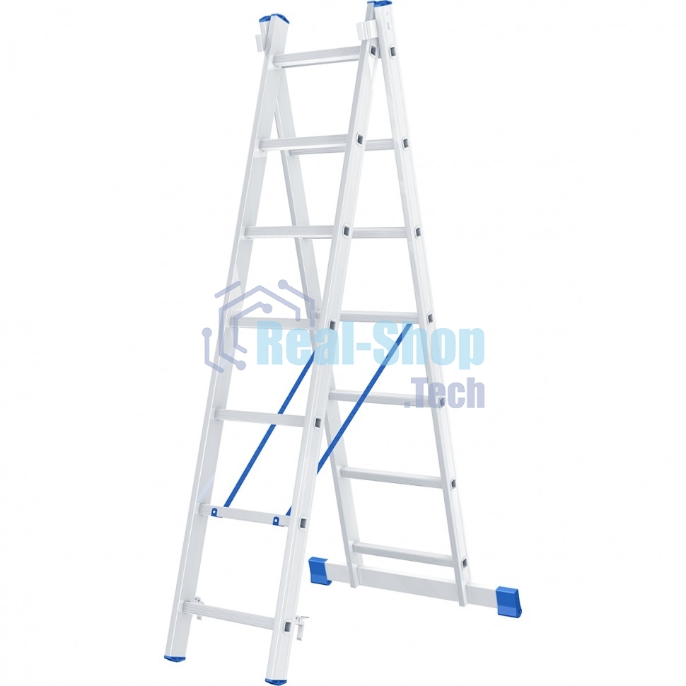 Лестница Сибртех, 2 х 7 ступеней, алюминиевая, двухсекционная