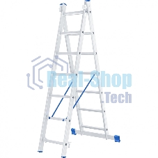 Лестница Сибртех, 2 х 7 ступеней, алюминиевая, двухсекционная