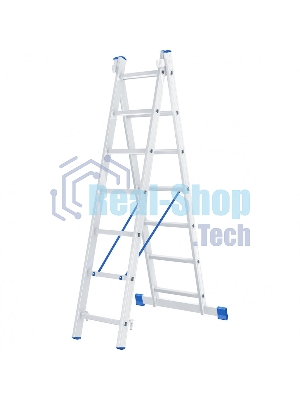 Лестница Сибртех, 2 х 7 ступеней, алюминиевая, двухсекционная