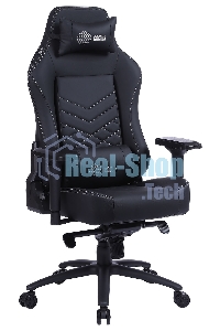 Кресло игровое Cactus CS-CHR-0112BL черный, сиденье черный, эко.кожа, с подголов. крестовина металл, пластик черный