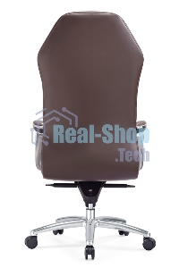 Кресло руководителя Бюрократ AURA/BROWN коричневый, кожа, крестовина алюминий