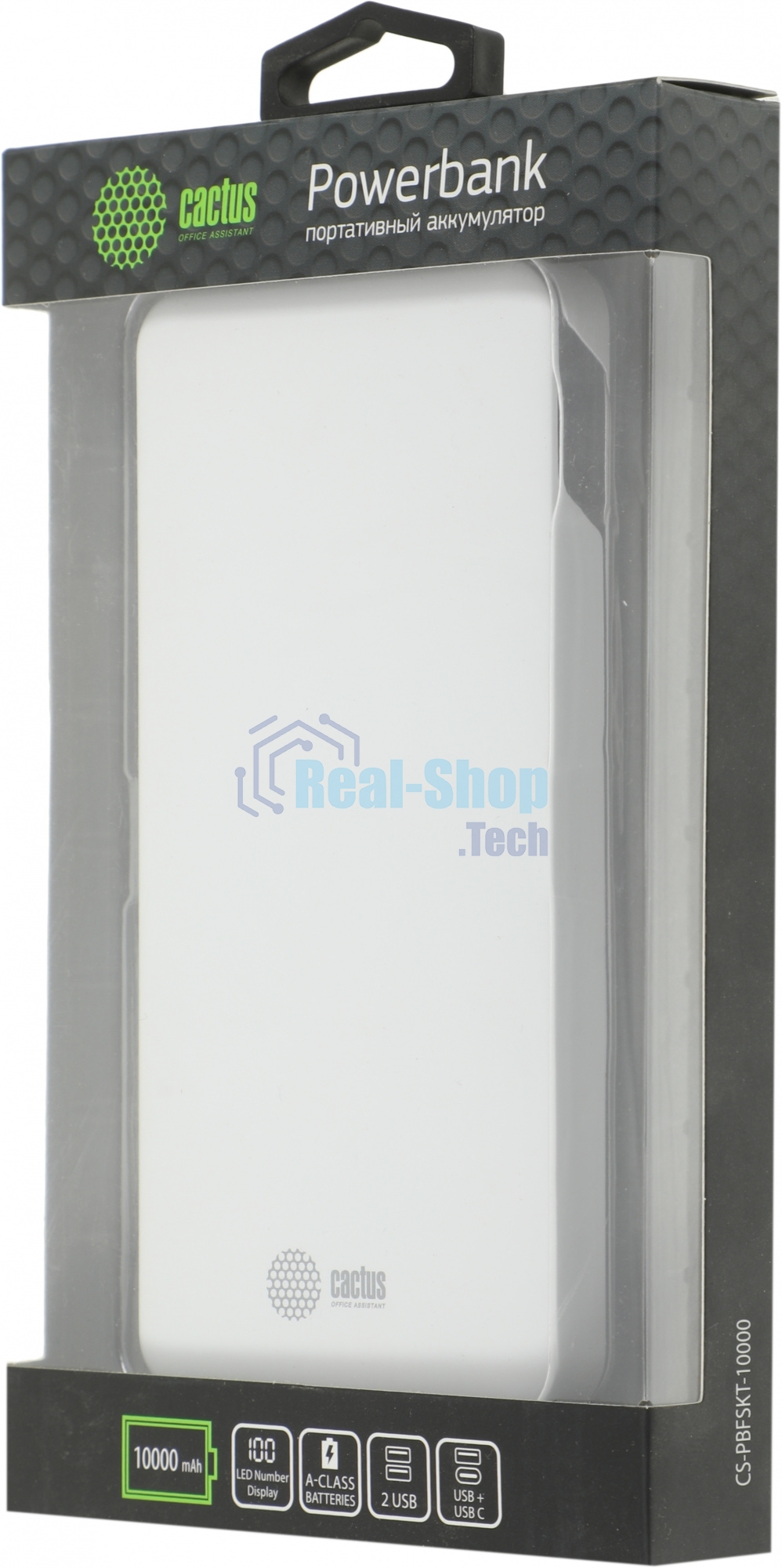 Портативный аккумулятор Cactus CS-PBFSKT-10000 10000mAh 2.1A 2xUSB белый