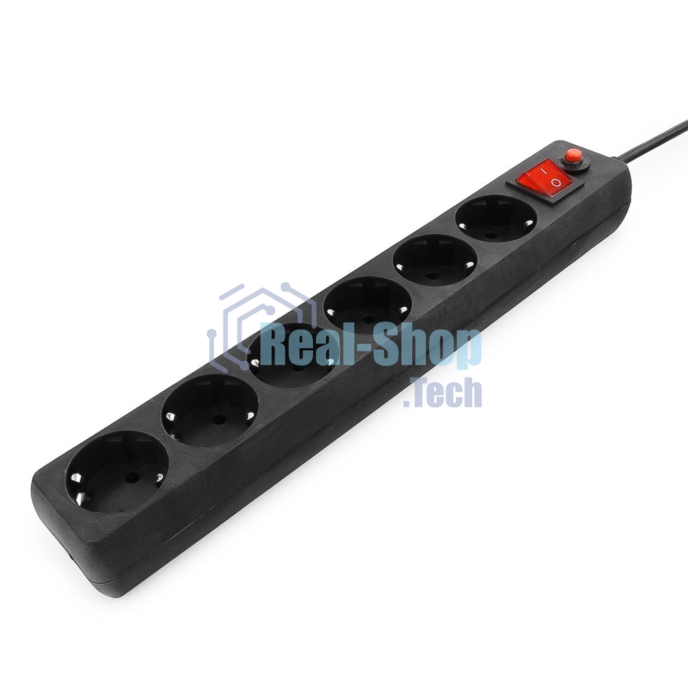 Сетевой фильтр Гарнизон для ИБП, 5 р, 10А, 1.8 м, ур.защиты 4, черный, пакет