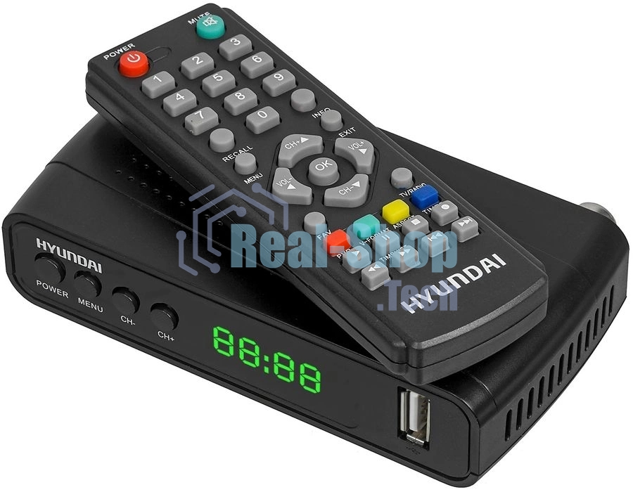 Ресивер DVB-T2 Hyundai H-DVB520 + WiFi-адаптер черный