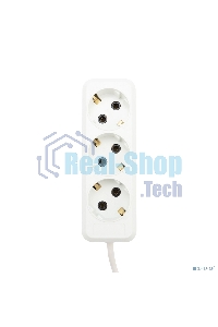 Удлинитель Rexant 3 гнезда, 5 м, 3х1.0 мм², с/з, белый (Сделано в России)